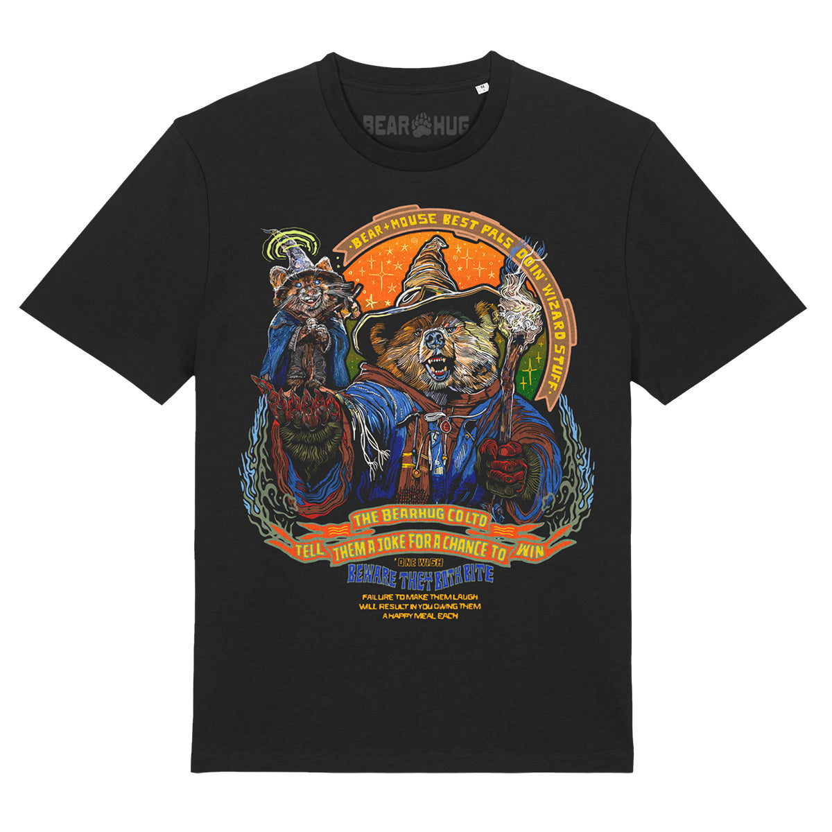 Bear + Mouse Wizard - Black T-Shirt