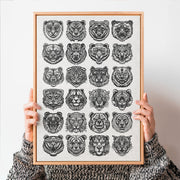 Bear Cat Faces - Print by Luke Dixon