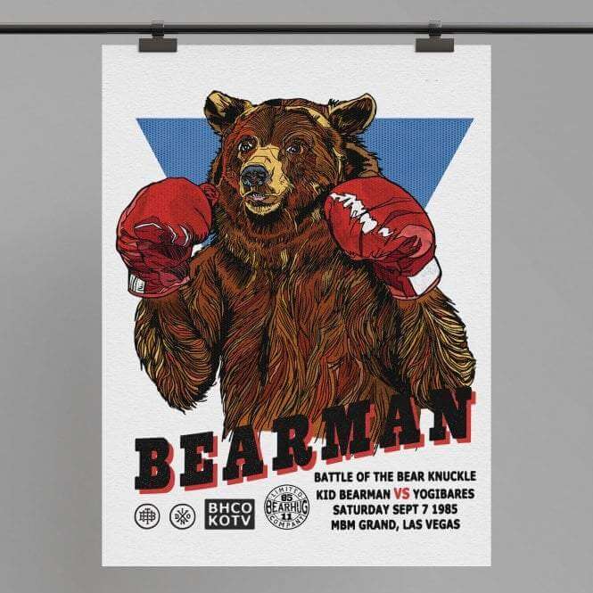 Boxing Bear Print - by Luke Dixon - Print - LUKE DIXON - The Bearhug (Company) Ltd -