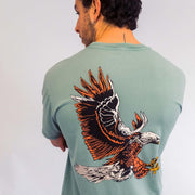 Eagles Landing: Heavy Vintage Wash - Charcoal & Green T-Shirt - Apparel & Accessories - The Bearhug Co. Ltd © - The Bearhug (Company) Ltd - Eagles Landing: Heavy Vintage Wash - Charcoal & Green T-Shirt