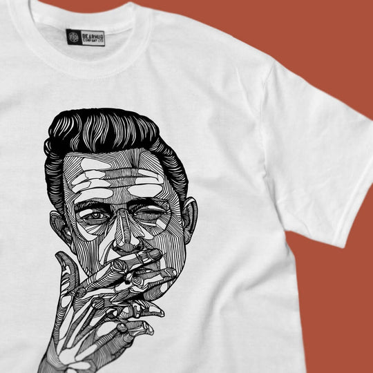 Johnny Cash - White T-Shirt - T-Shirt - © THE BEARHUG (CO.) LTD - The Bearhug (Company) Ltd -