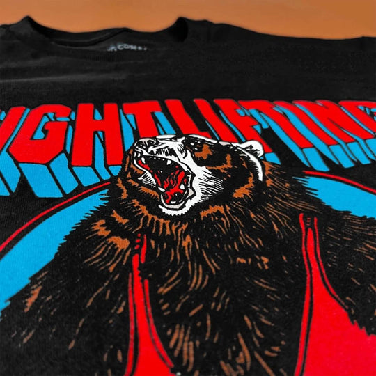Weightlifting Bear - Black T-Shirt - T-Shirt - THE BEARHUG (CO.) LTD - The Bearhug (Company) Ltd -
